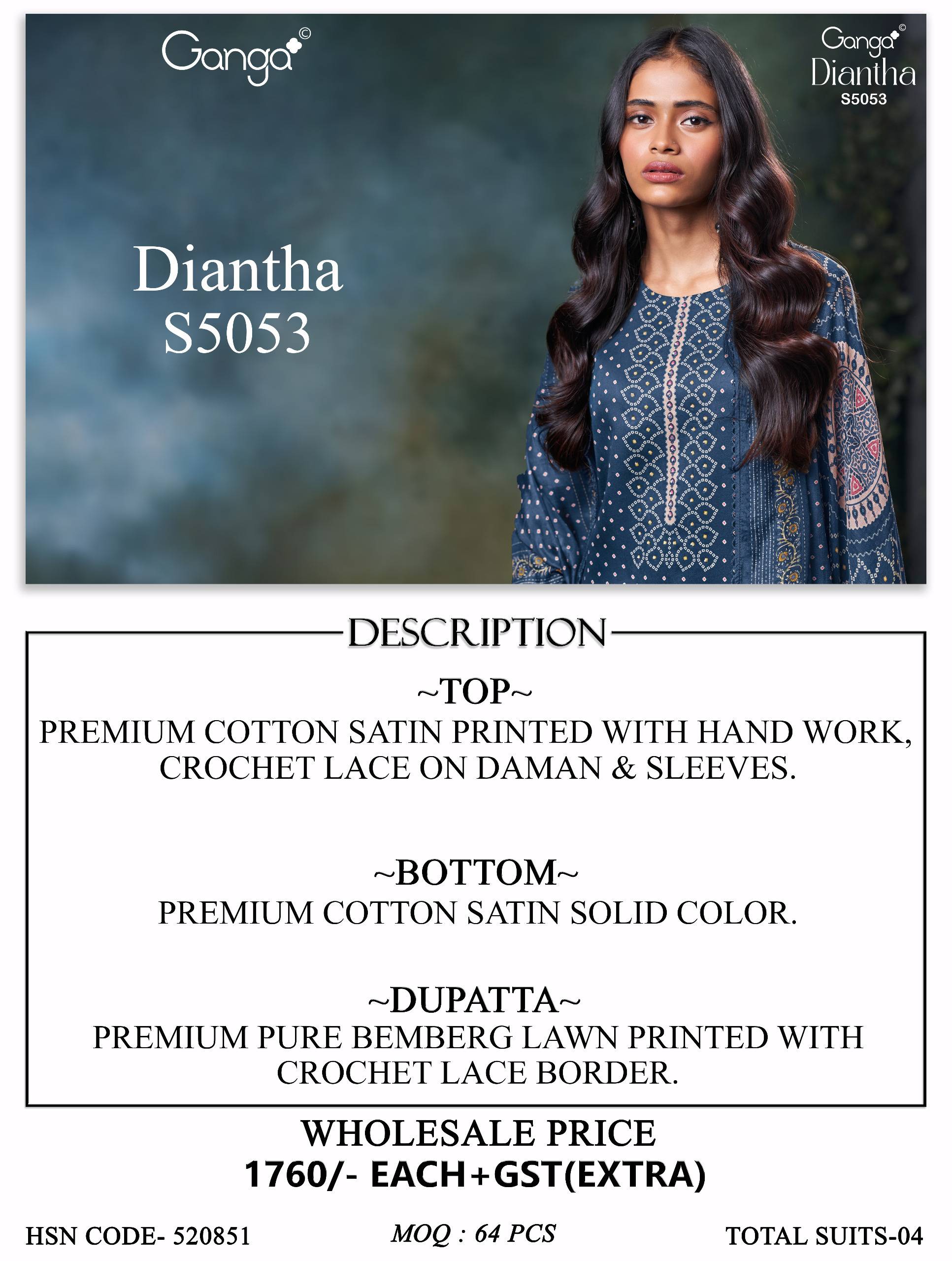 DIANTHA 5053 Series By GANGA FASHION Stylish Beautiful Colourful Cotton Dresses At Wholesale Price